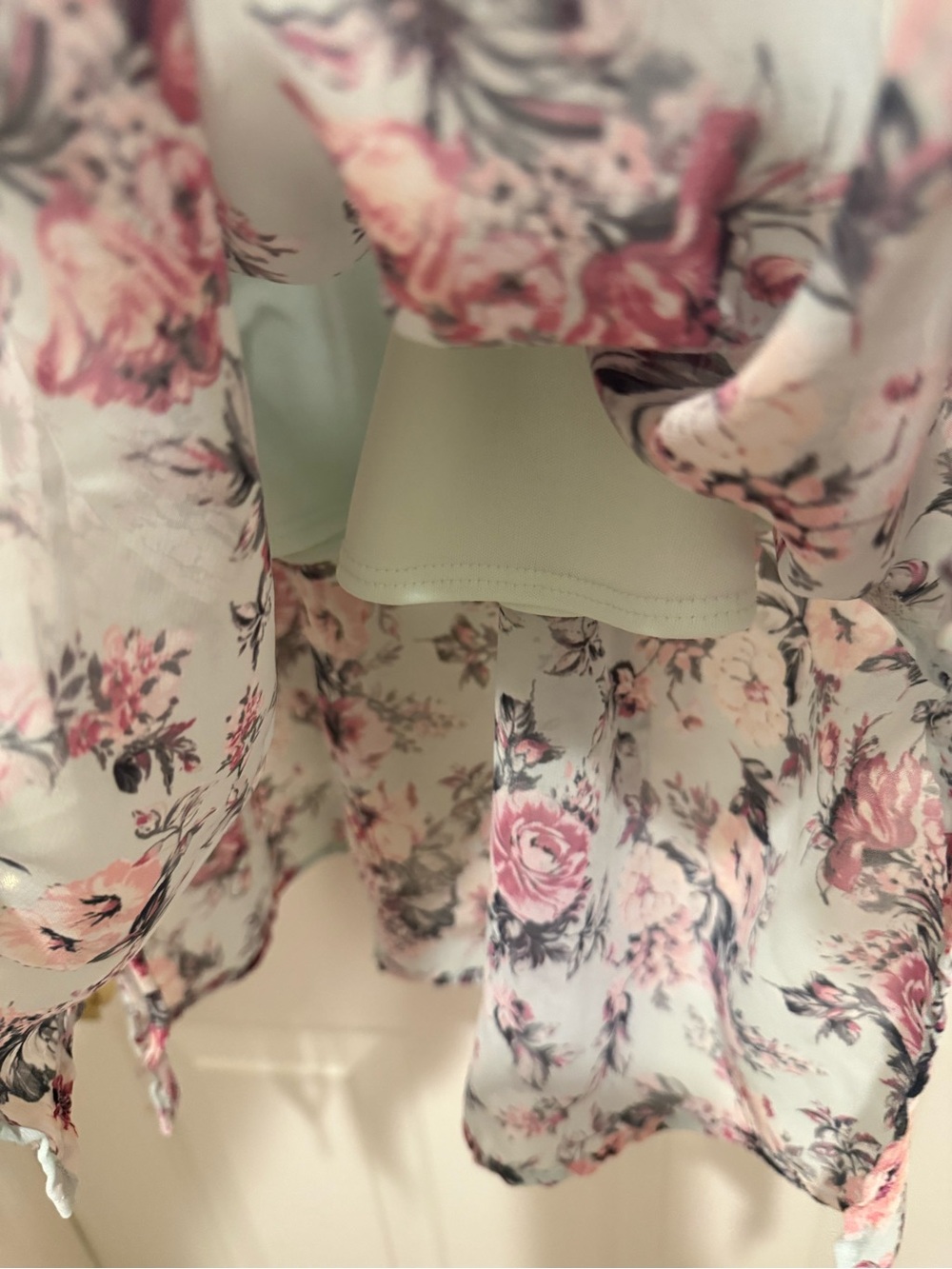 Pink Lily Light Blue Floral Midi Dress with Pink Rose Print - Picture 7 of 9